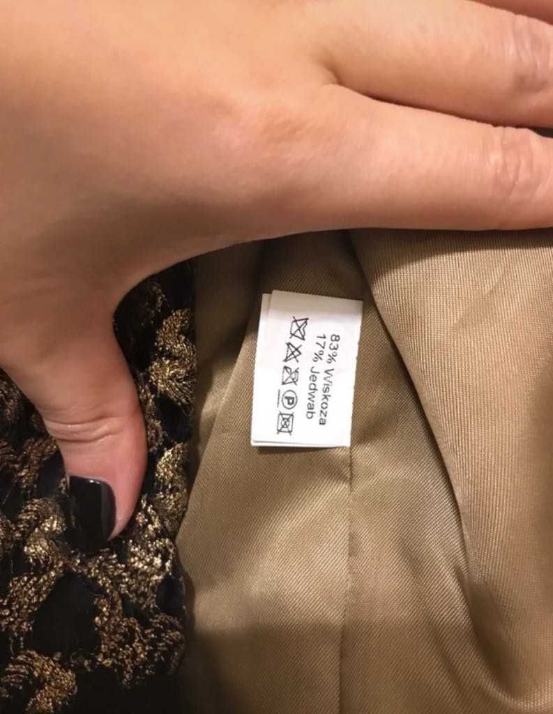 Złota elegancka marynarka Hexeline jedwab wiskoza
