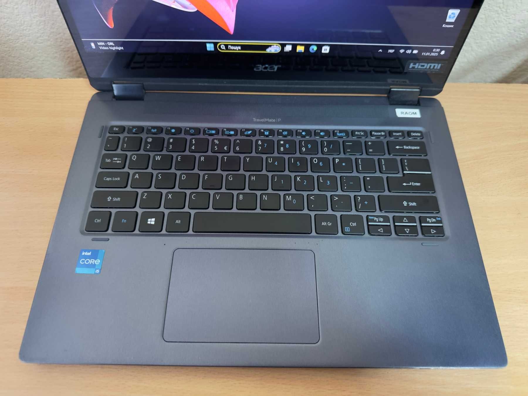 ноутбук трансформер Acer Travel 14"FullHD IPS 1135G7 /8GB/256 + стилус