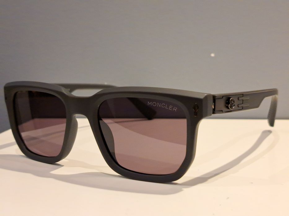 MONCLER brązowe męskie okulary przeciwsłoneczne logo filtr uv 400