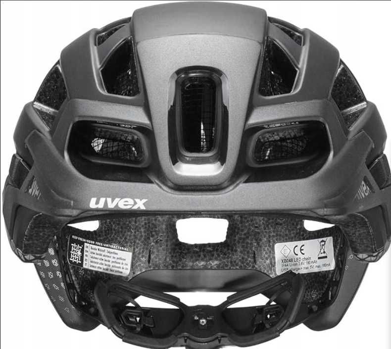 Kask rowerowy unisex z oświetleniem LED r. 52-57 cm black-silver matt