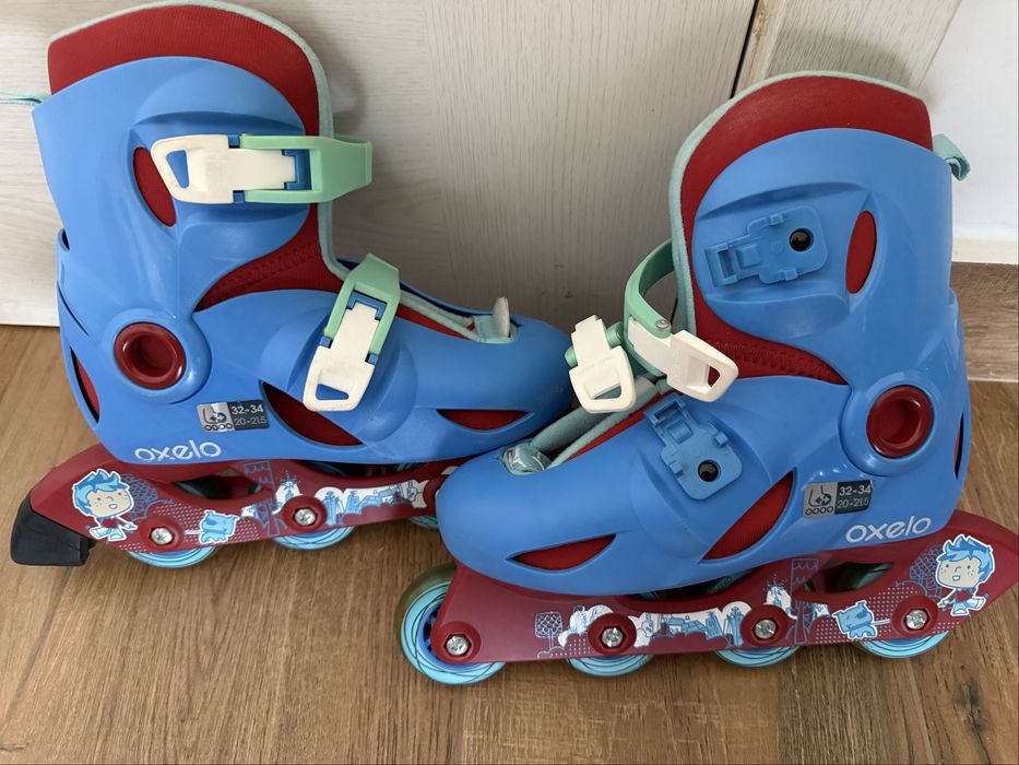 Patins em linha usados 32-43 com saco de tranaporte