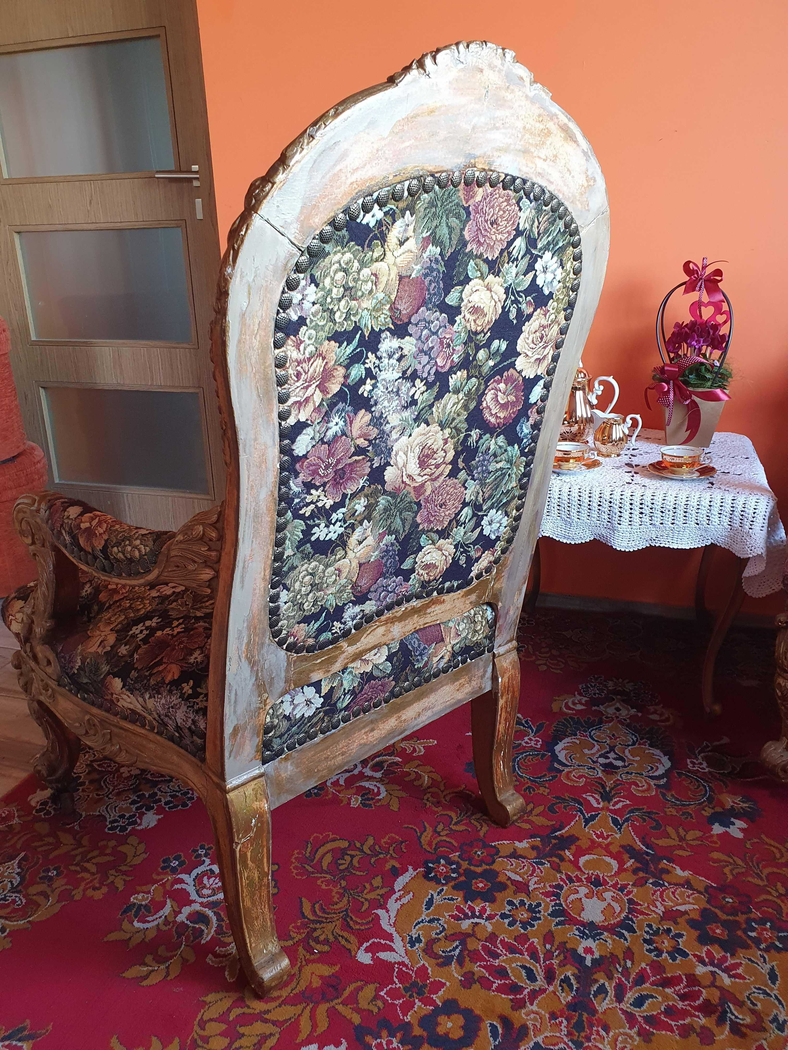 Vintage wyjątkowe fotele krzesła ludwik barok włoski salon