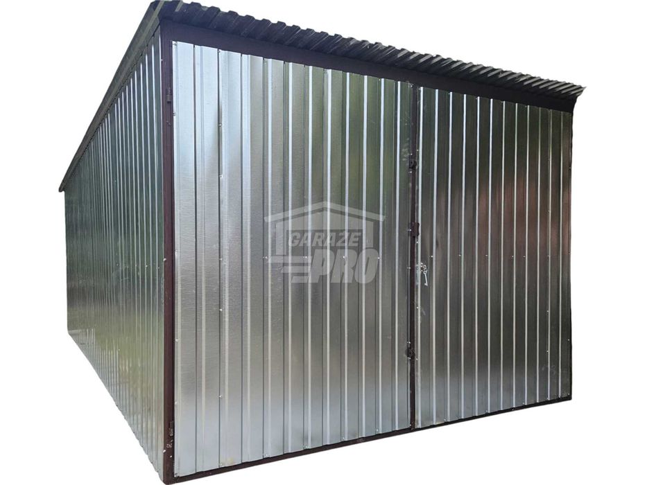 Garaż blaszany 3x4m - Brama - ocynk -  Dach spad w tył GP577