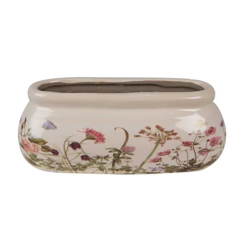 Donica osłonka ceramiczna podłużna w kwiaty  6CE1602S