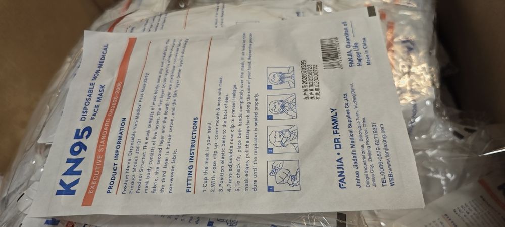 Maski przeciwpyłowe pyłowe antykurzowe niemedyczne 1 140 sztuk KN95