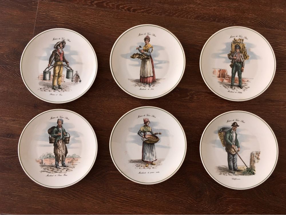 6 Pratos antigos decorativos Porcelana Chauvigny