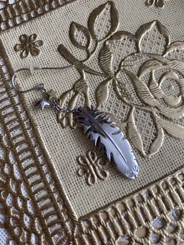 UNIKAT nowe kolczyki Swarovski pióra piórka gwiazdki
