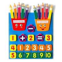 Детская фетровая игра на липучках карандаши, счеты, математика