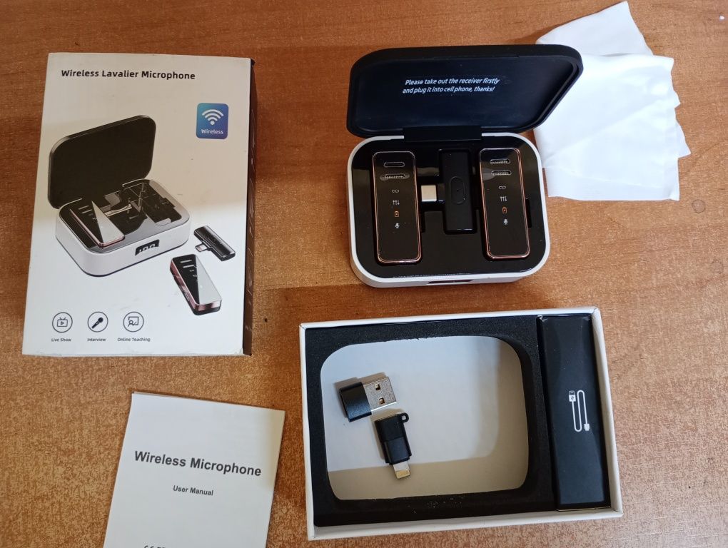 Bezprzewodowe mikrofoy Lavalier do iPhone'a / iPada / Type-C Android