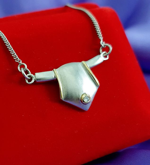 Naszyjnik Modernistyczny srebro 925 złocenie