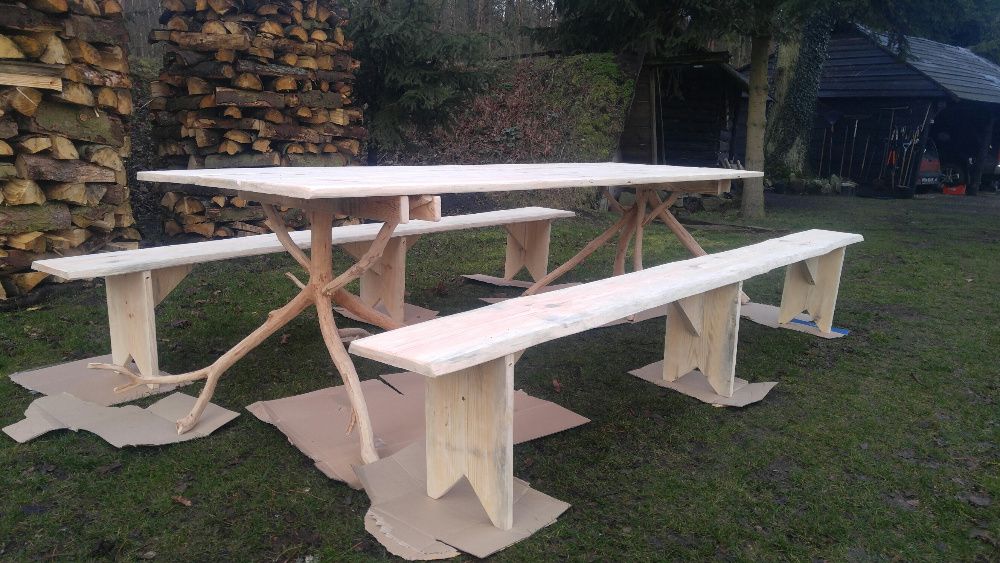 Ręcznie robione ławki stoły drewniane oryginalne