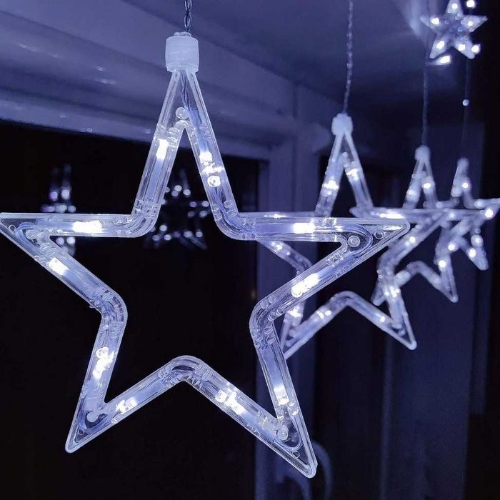 KURTYNA świetlna led gwiazdki lampki choinkowe girlanda biały zimny 3M