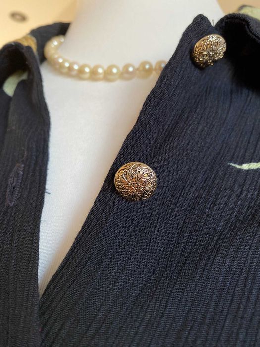 Przepiękna vintydżowa koszula damska 100% wiskoza kwiaty guziki jesień