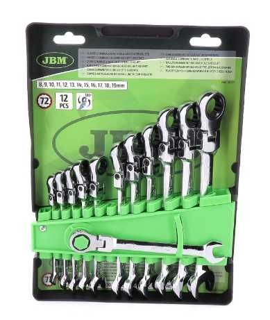 CONJUNTO DE 12 CHAVES COMBINADAS ARTICULADAS C/ ROQUETE- REF: 51318