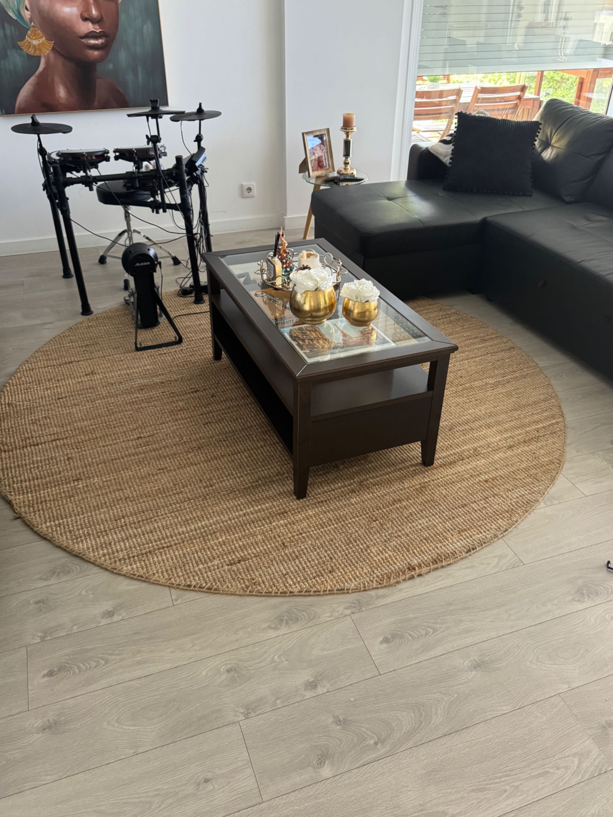 Tapete redondo de sisal, diâmetro de 2,30m