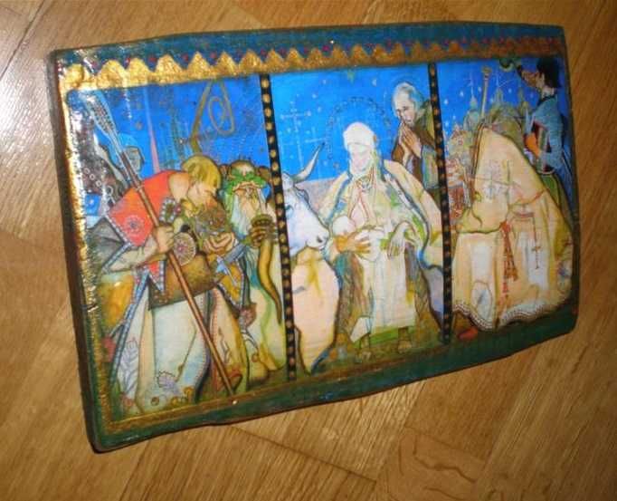 Pokłon Trzech Króli-obrazek na desce/decoupage/obrazek