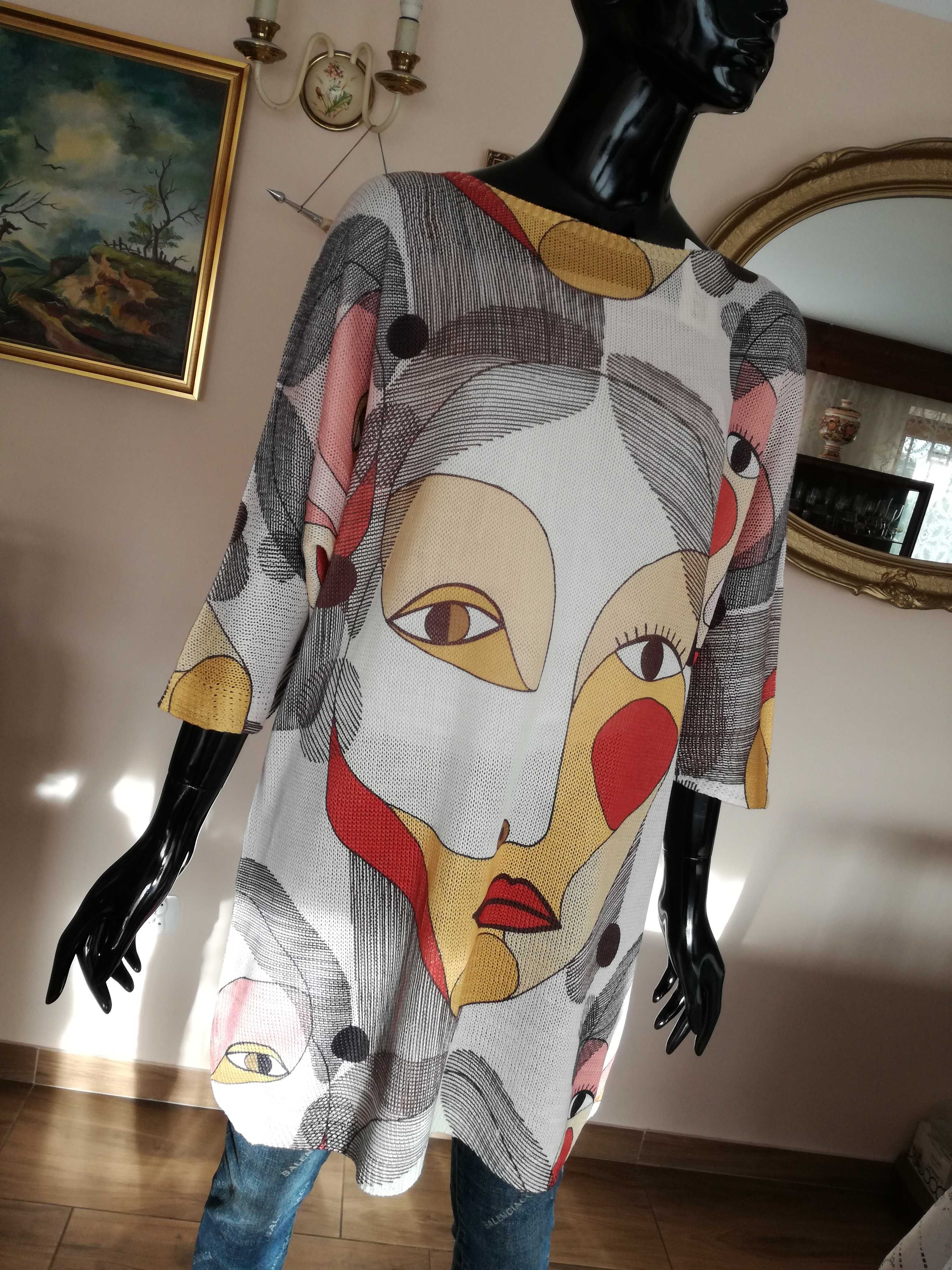 Italy_sweterkowa sukienka / tunika - picasso - żółta_36/44