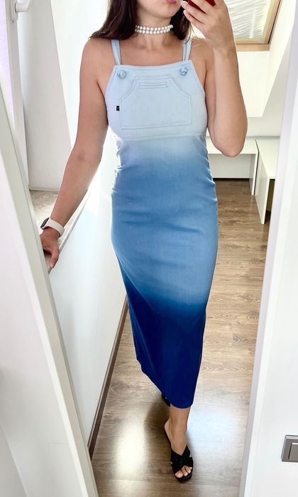 Wiskozowa maxi sukienka tye-dye rozmiar M/L zarówno dla kobiet w ciąży