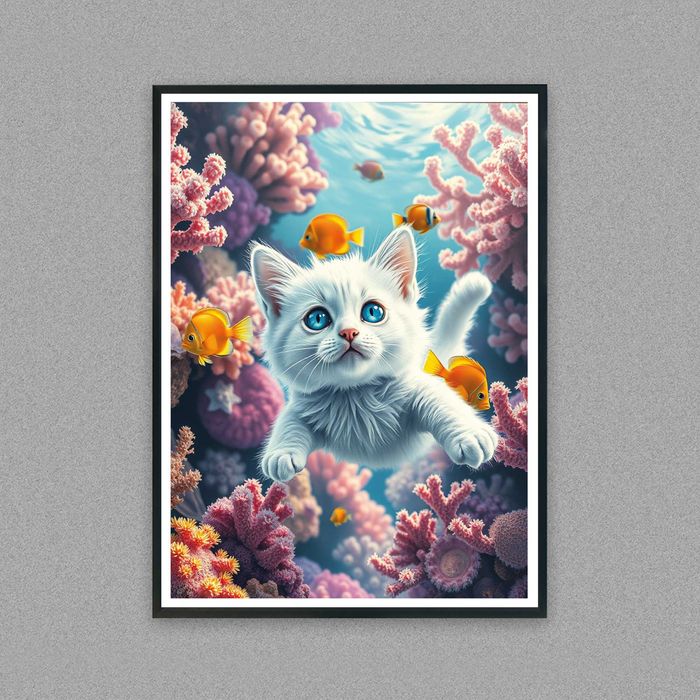 plakat do pokoju kot, obraz do salonu, plakat na ścianę, kot plakat