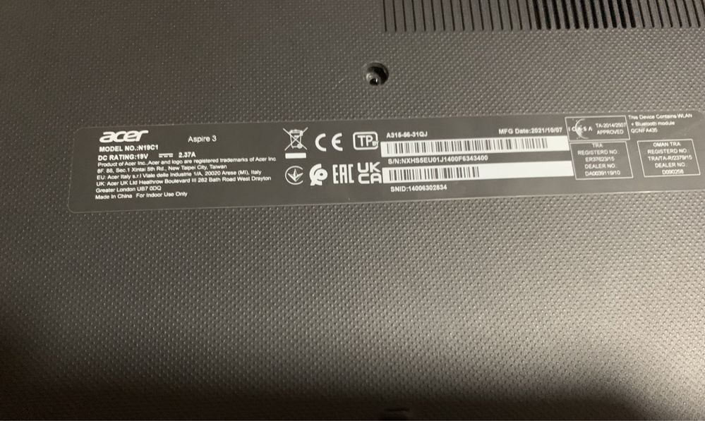 Acer A315-56-31 На Деталі Розбор