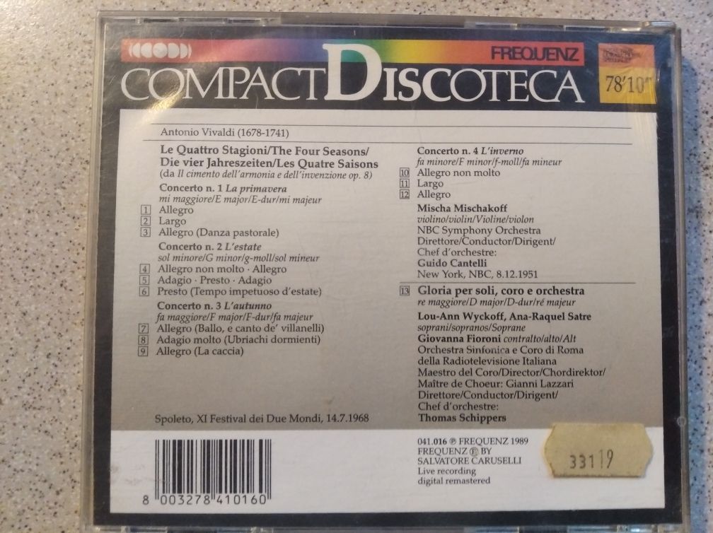 CD Vivaldi Cztery pory roku (G.Cantelli) 1989 Gloria In Re Maggiore