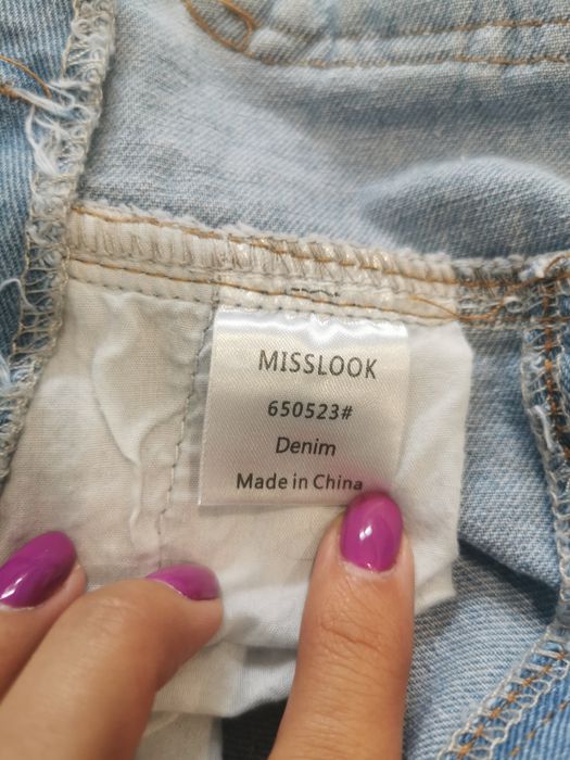 Jeansy ogrodniczki malowane w kwiaty MISSLOOK r. S