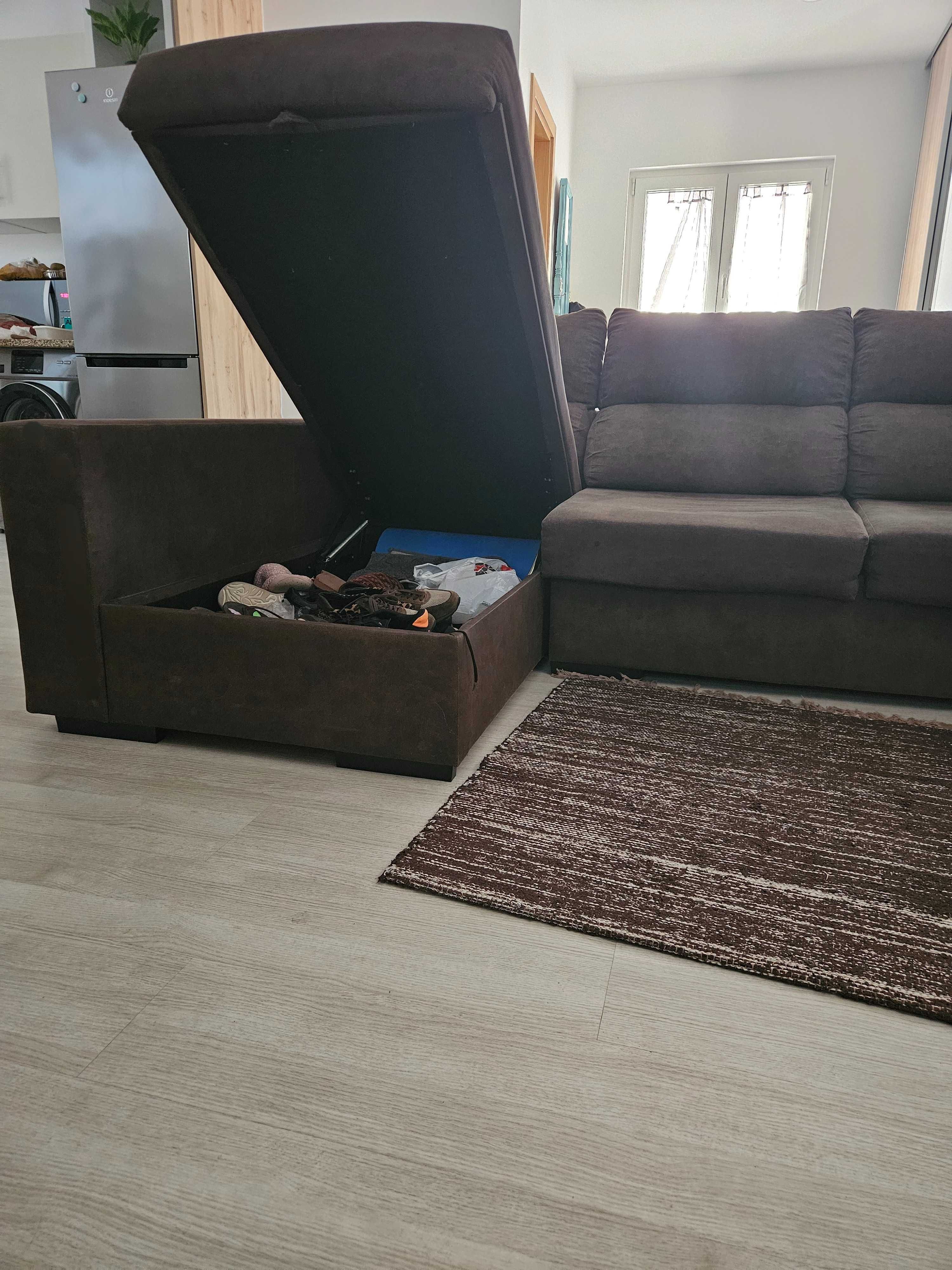 Sofá, chaise longue castanho como novo
