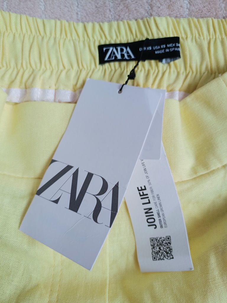 Żółte/cytrynowe spodnie materiałowe z szerokimi nogawkami  Zara nowe