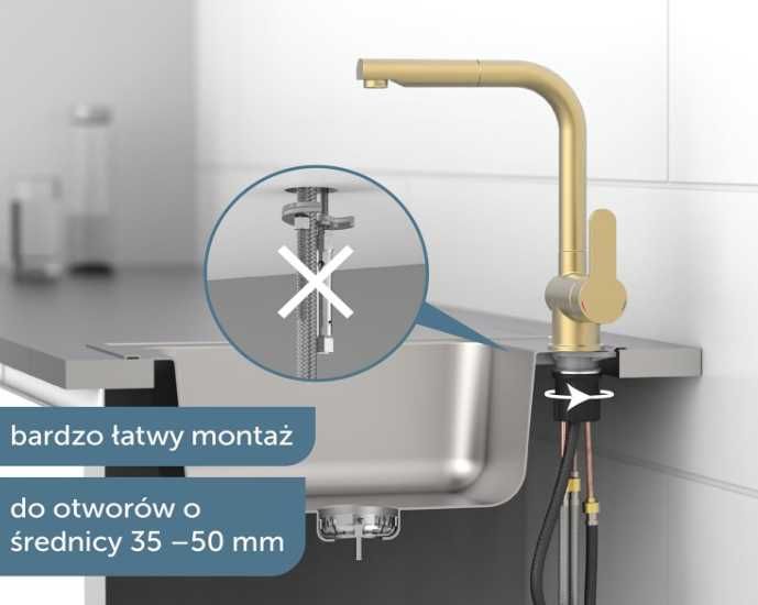Bateria kuchenna z wyciąganą wlewką Kolor złoty nr.932