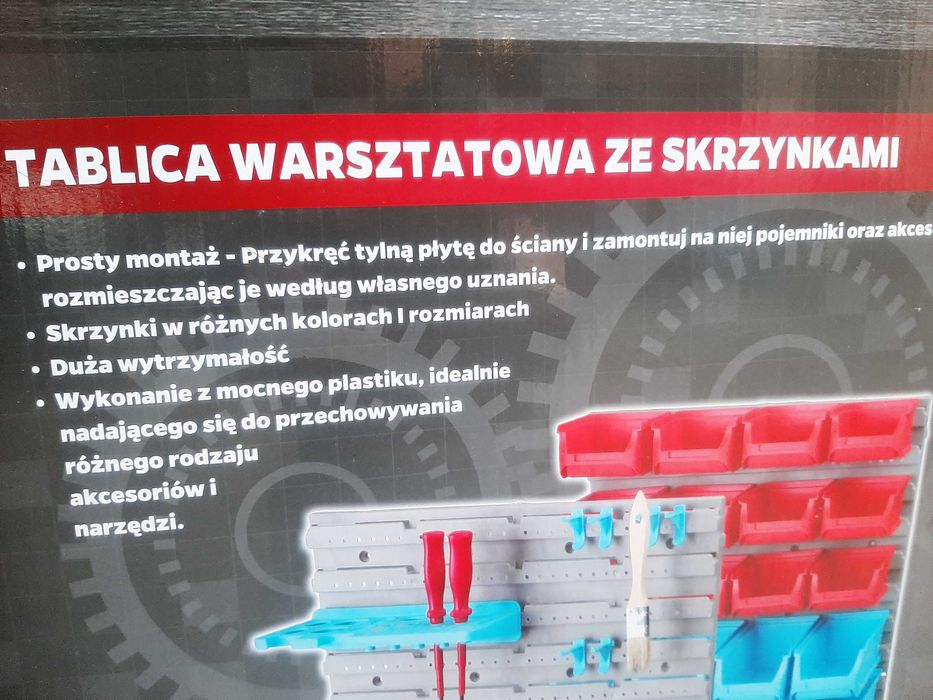 Tablica skrzynka warsztatowa wisząca organizer na narzędzia śrubki itp
