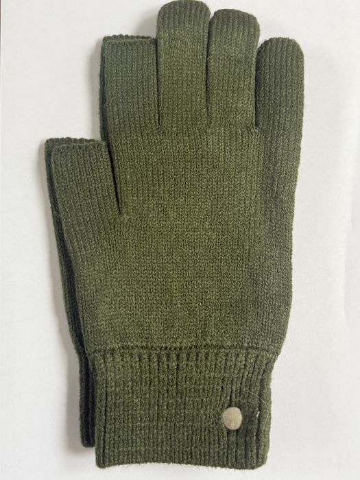 Rick Owens Wool Fingerless Techno Gloves in Green