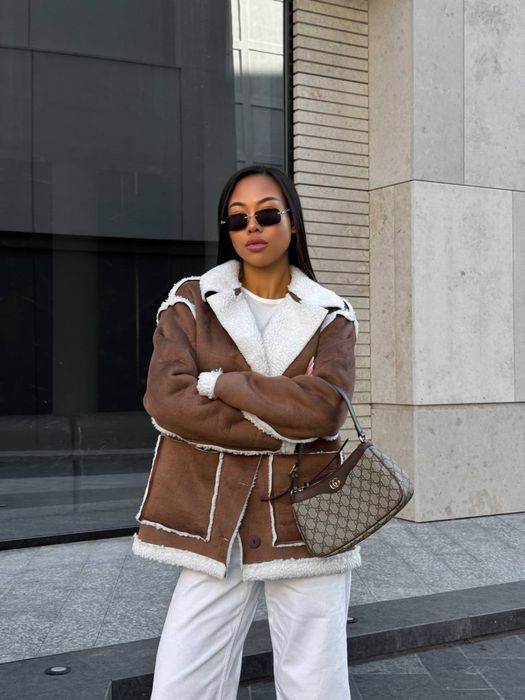 Нова утеплена жіноча дублянка, Женская дубленка, барашек