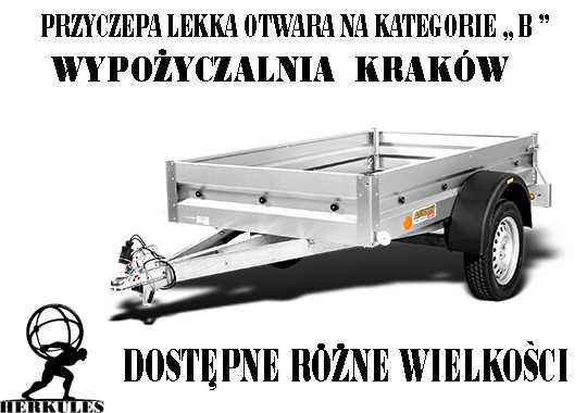 Wypożyczalnia Wynajem Przyczep do auta z plandeką ,otwarta lekka kat.B