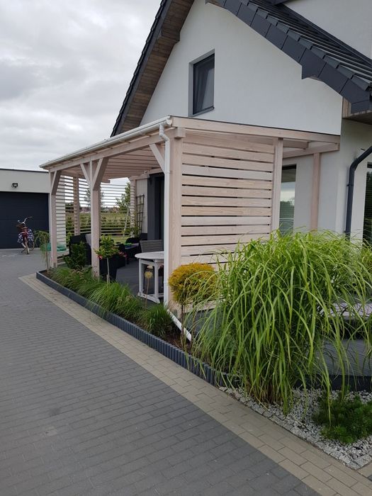 Zadaszenie tarasu, pergola, żaluzje drewniane,