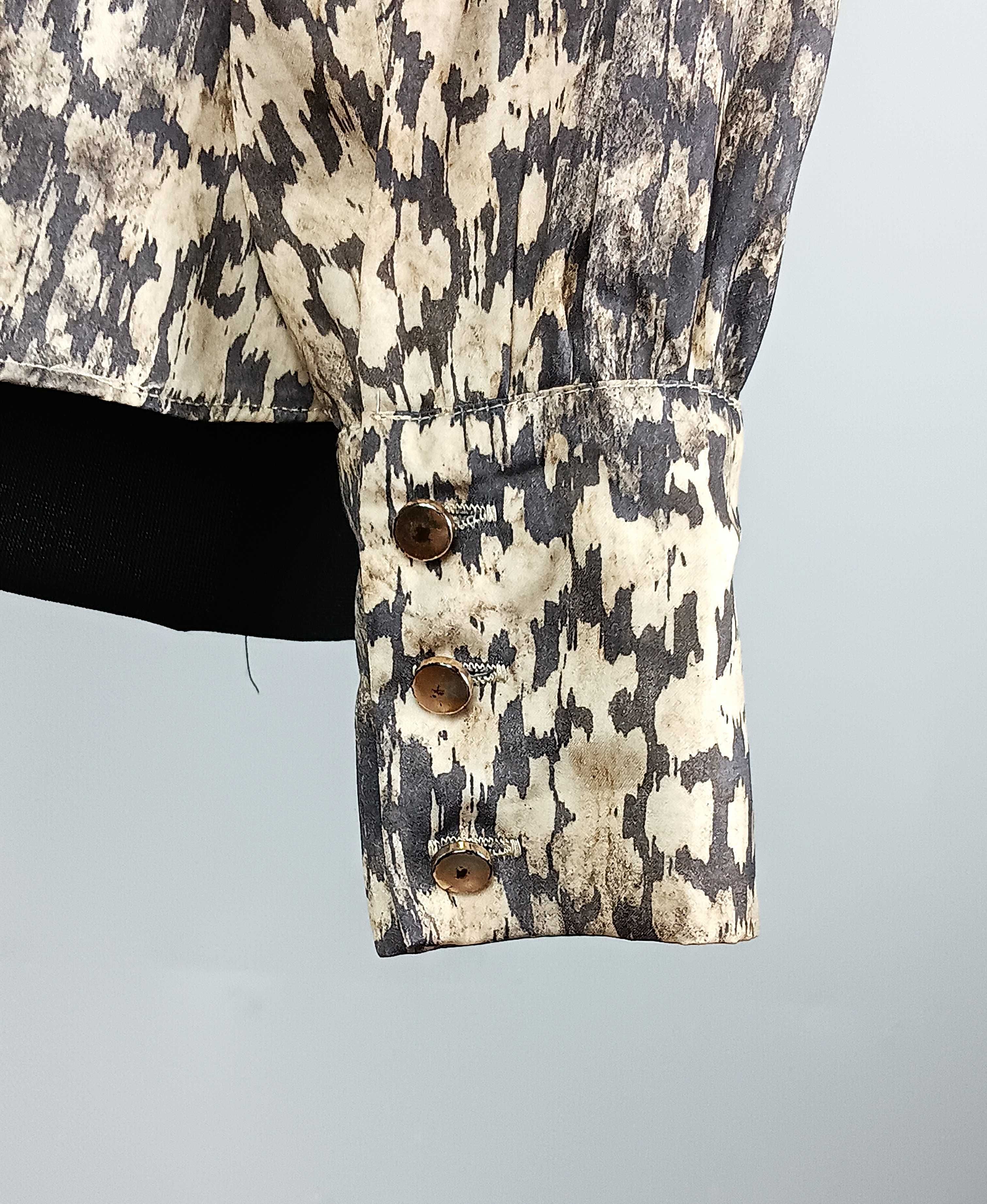 Szaro beżowa atłasowa bluzka damska z długim rękawem H&M 38/M