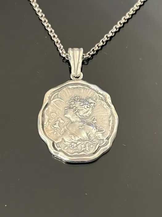 Srebro - Srebrna przywieszka do łańcuszka w stylu secesyjnym