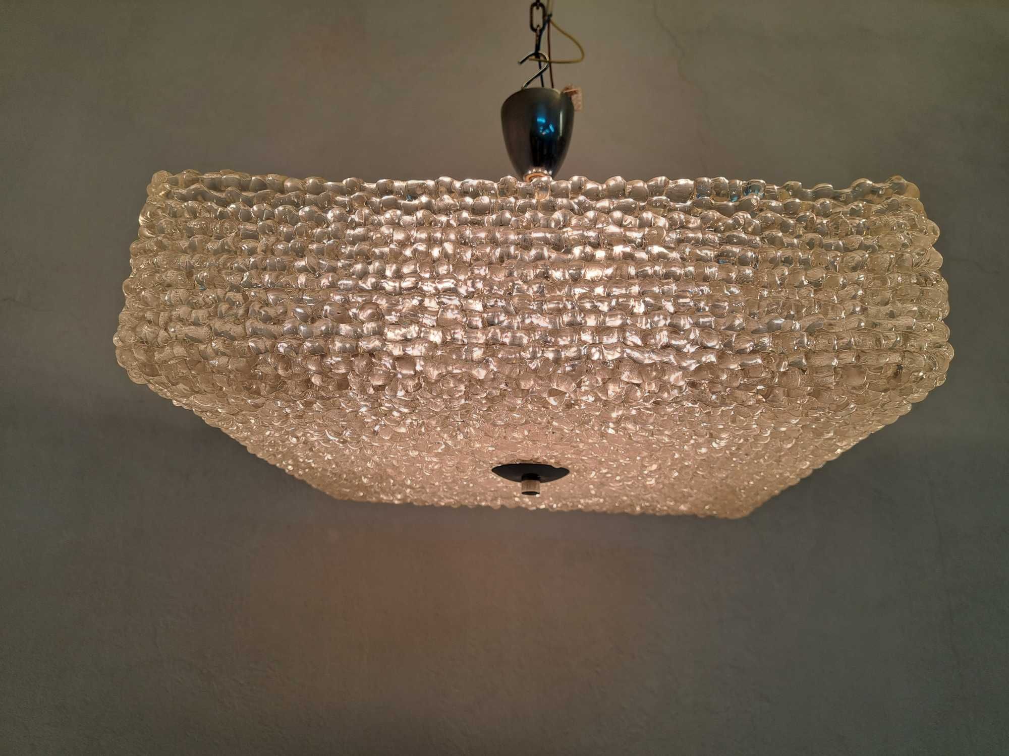 Lampa kwadratowa Austrolux plastik akryl klosz chrom lodowe szkło