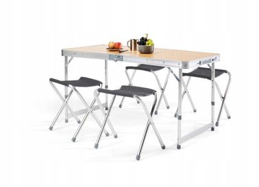 Stół kempingowy 4 krzesła stołki komplet składany Rocktrail