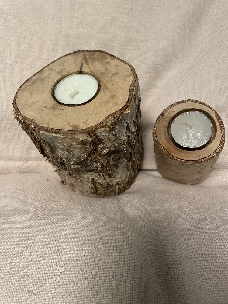 Świeczniki na tealighty, naturalny, drewniany