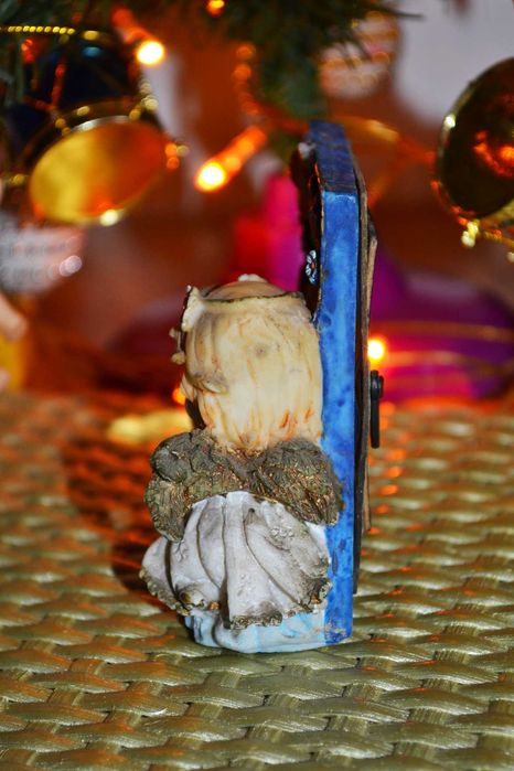 Рамка для фото малыш ребенок в колыбели люльке и ангел молится