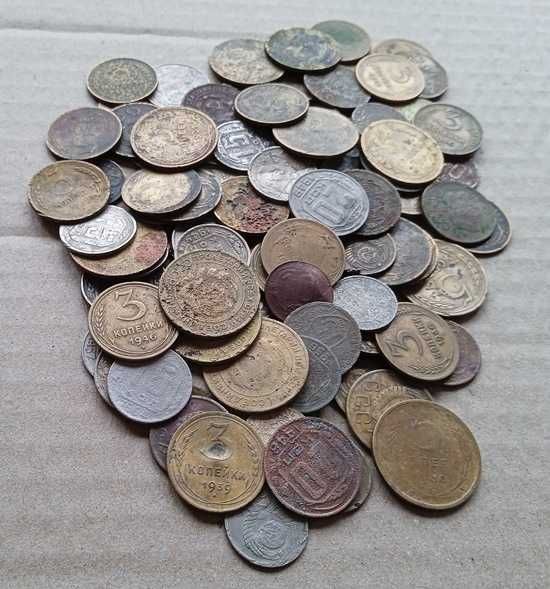 Монеты дореформа СССР 1924-57 100 шт коп на чистку, эксперименты.