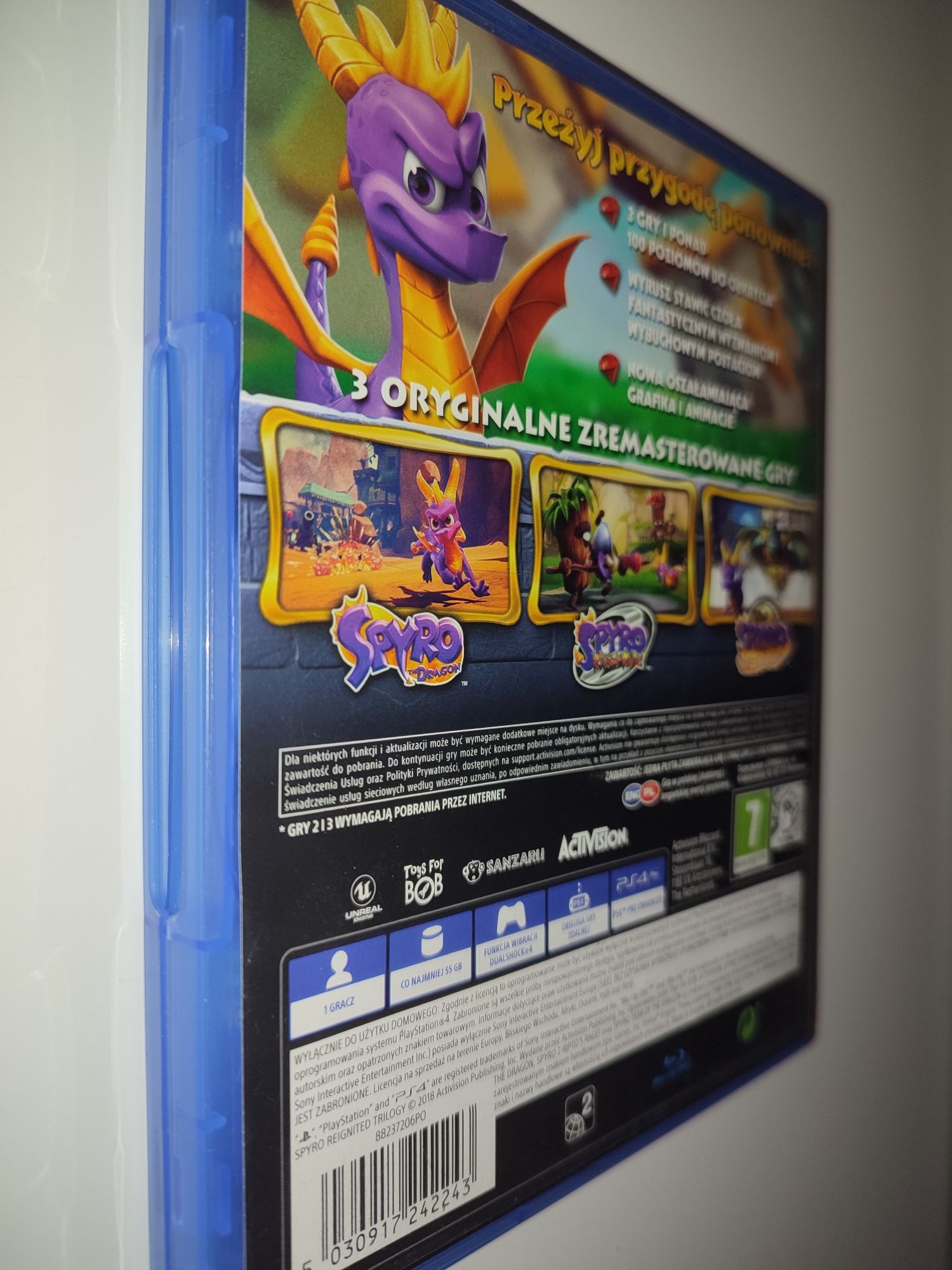 Gra Ps4 Spyro Trylogia PL 3 gry w 1 PlayStation 4 Sonic Rayman Smerfy