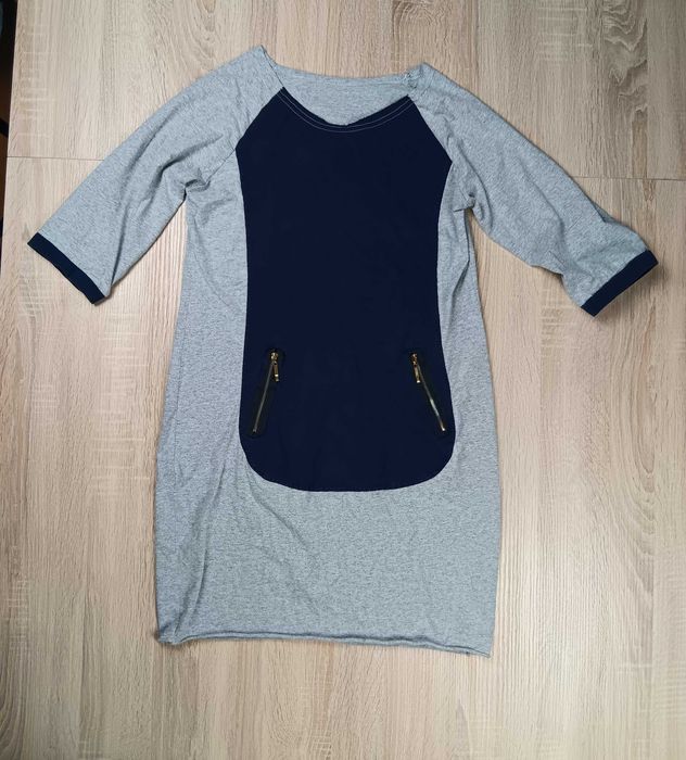 Szaro granatowa bawełniana sukienka damska rozmiar L/XL