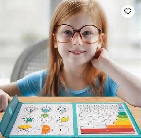 Magnetyczne puzzle, nauka ułamków przez zabawę dzieci, matematyka