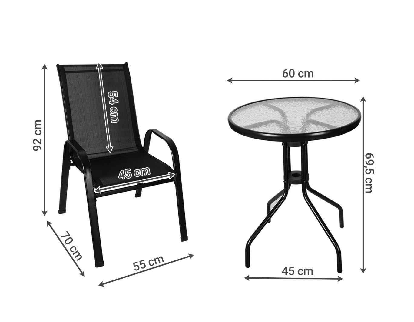 Krzesło Stół Meble Ogrodowe Balkon, Zestaw 2 Krzesła i Stół Solidne!