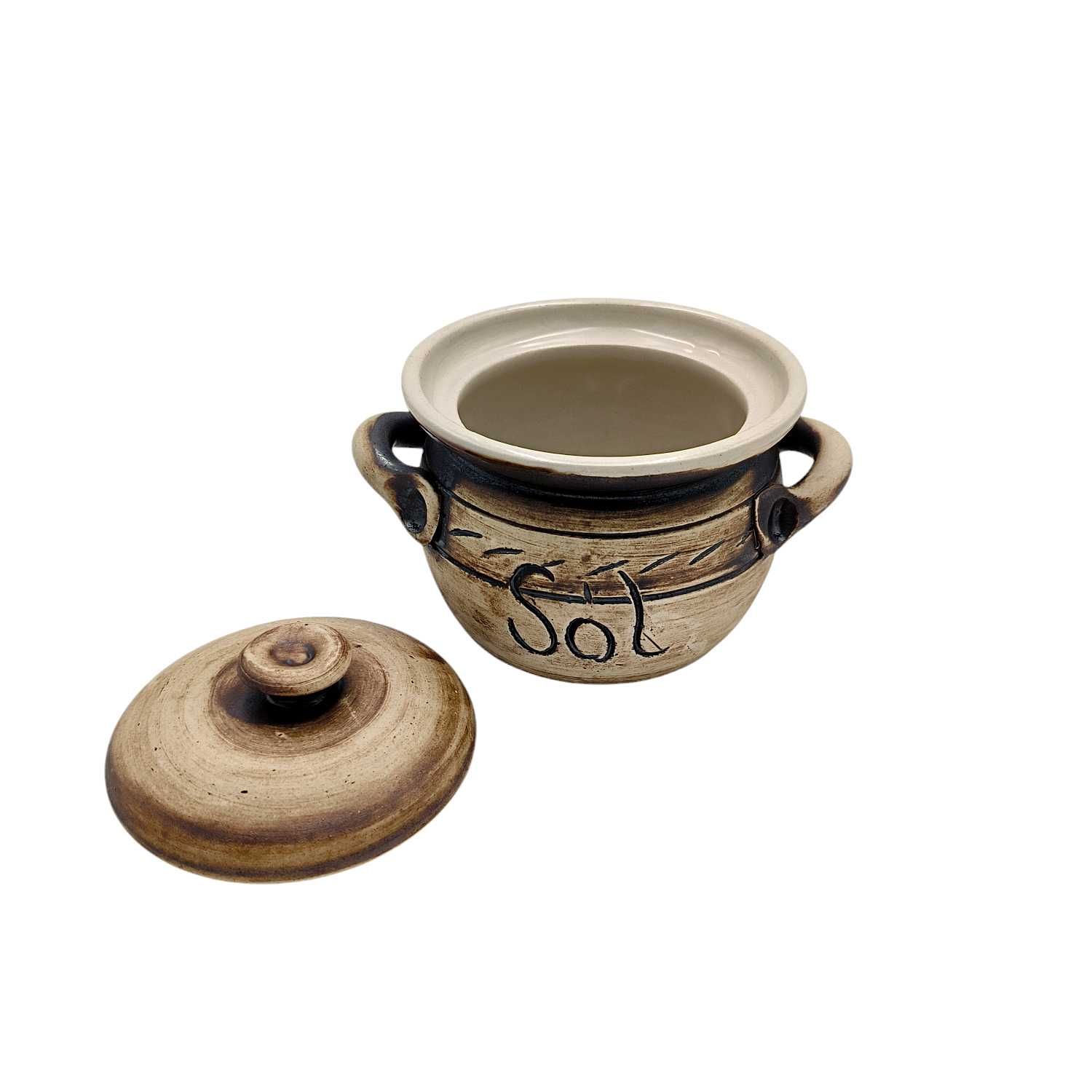 Gliniany Pojemnik na Sól 600 ml Ceramiczny Pojemnik Na Sól Solniczka