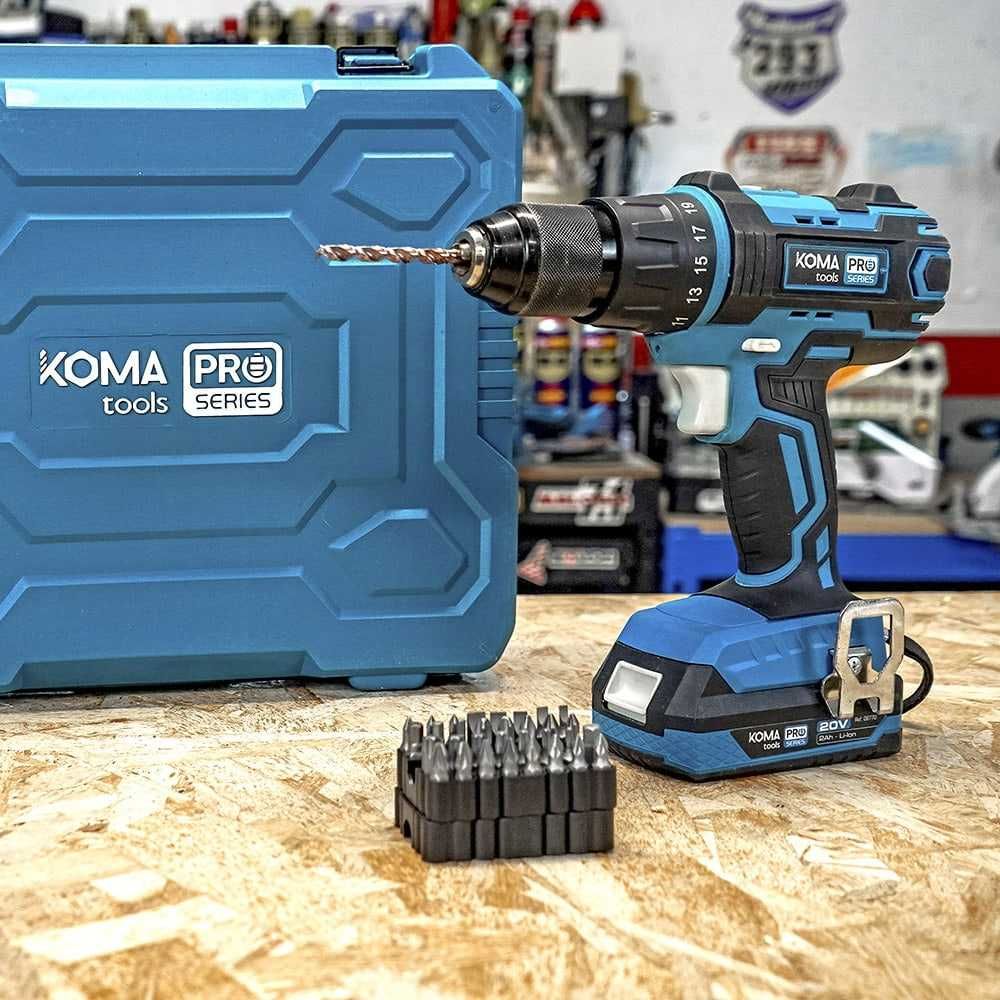 Kit de Broca de Martelo/Chave de Fenda 20V 2 Baterias 2A e Carregador