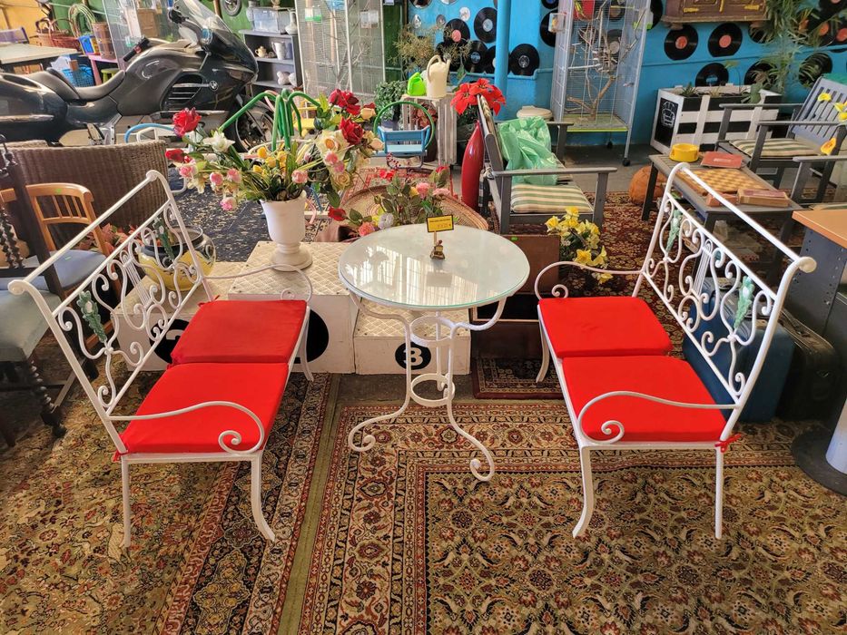 Conjunto de jardim em ferro - Dois bancos de dois lugares