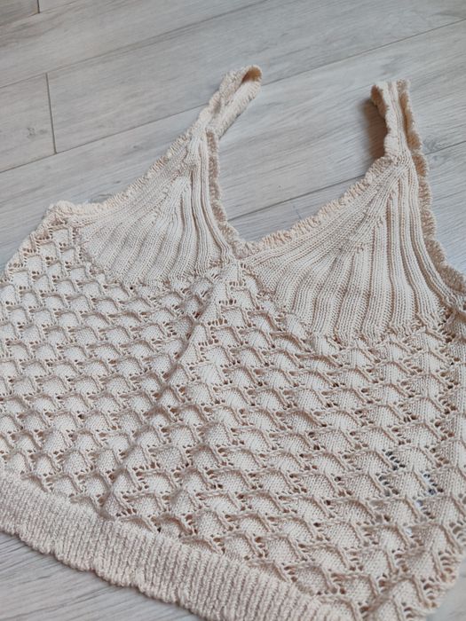Top ażurowy ecru krem nowe H&M roz M szydełko
