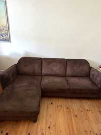 Vendo sofá castanho 3 lugares com chaise-longue